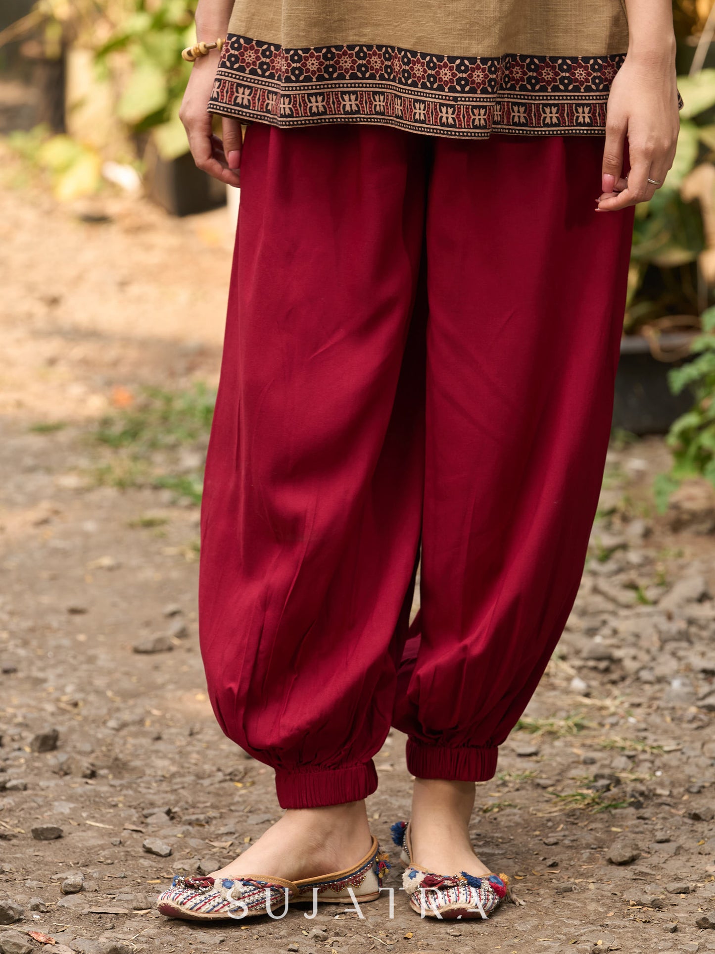 Classic Maroon Rayon Balloon Pant
