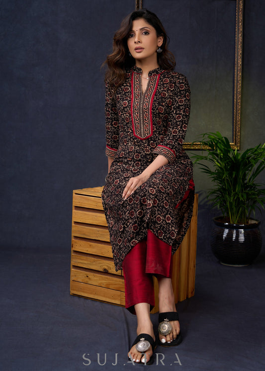Maroon Cotton Silk Pant