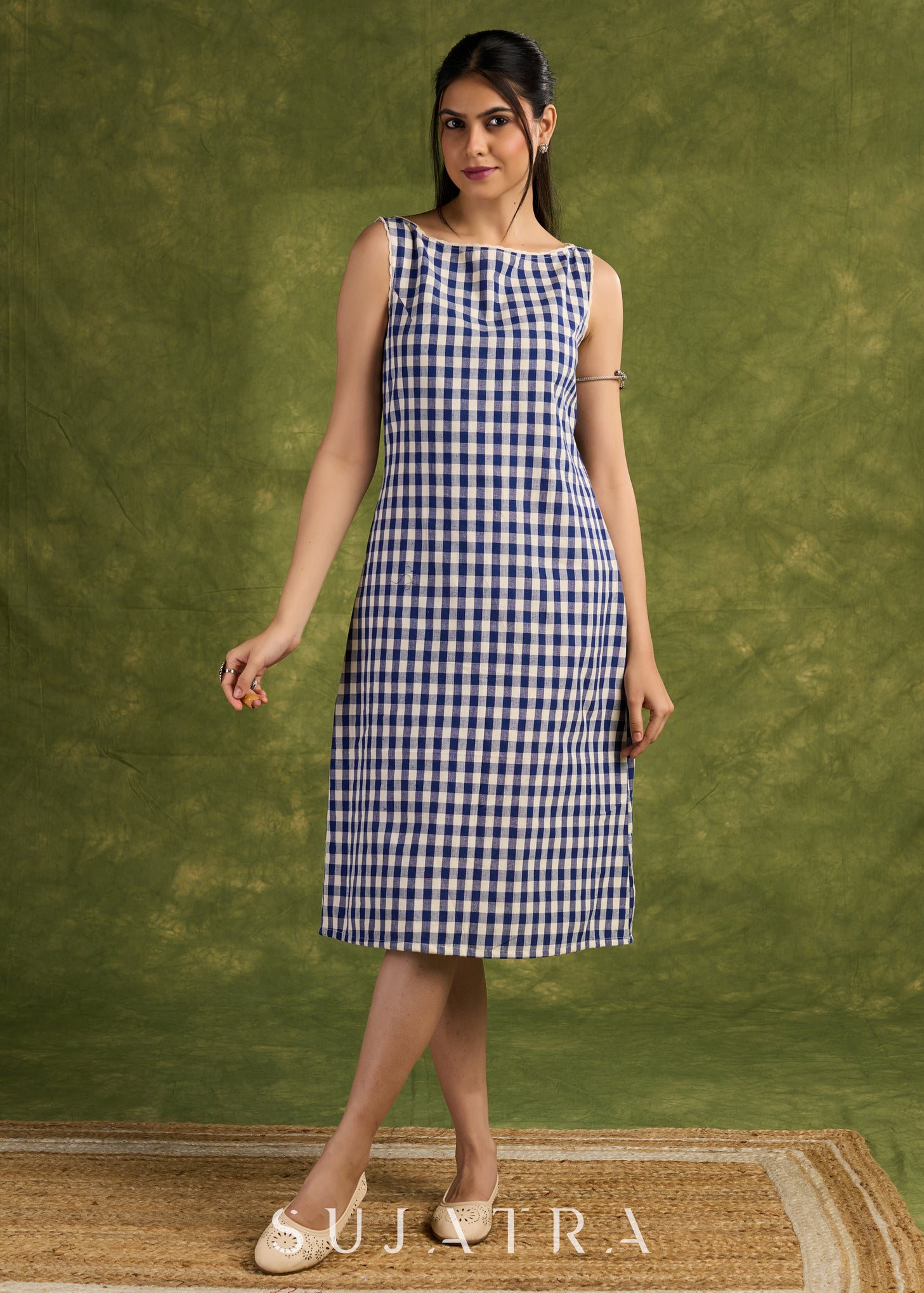 princess polly baby blue dress Gingham Popover Mini Dress (Sky Blue) – Loco Lindo main image 0