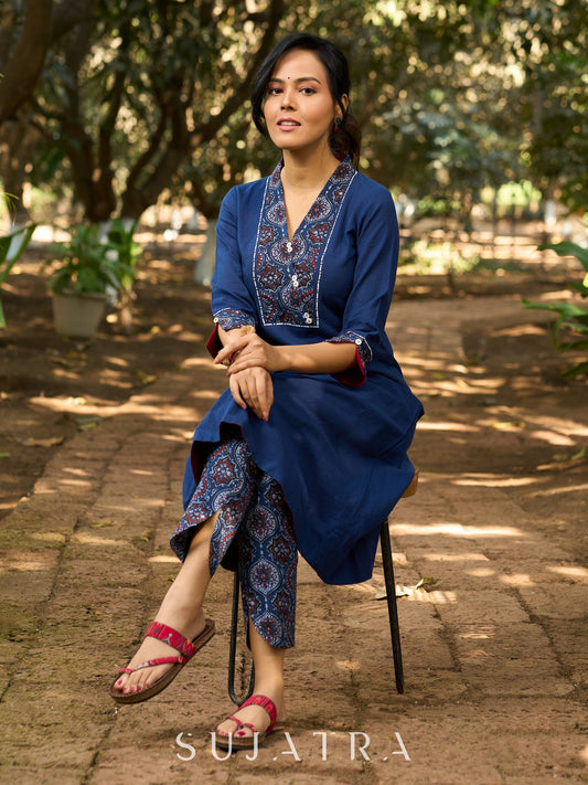 Blue Cotton Pant