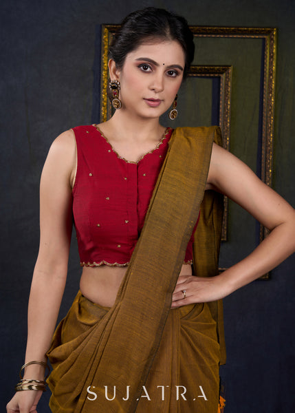 Trendy Maroon Hand Zardosi Work Sleeveless Blouse