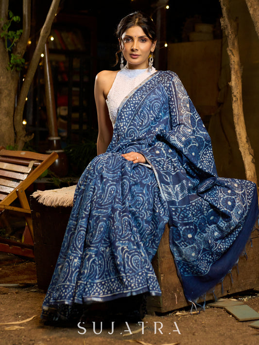 Handcrafted Indigo elegance with artisanal print patterns and modern poise