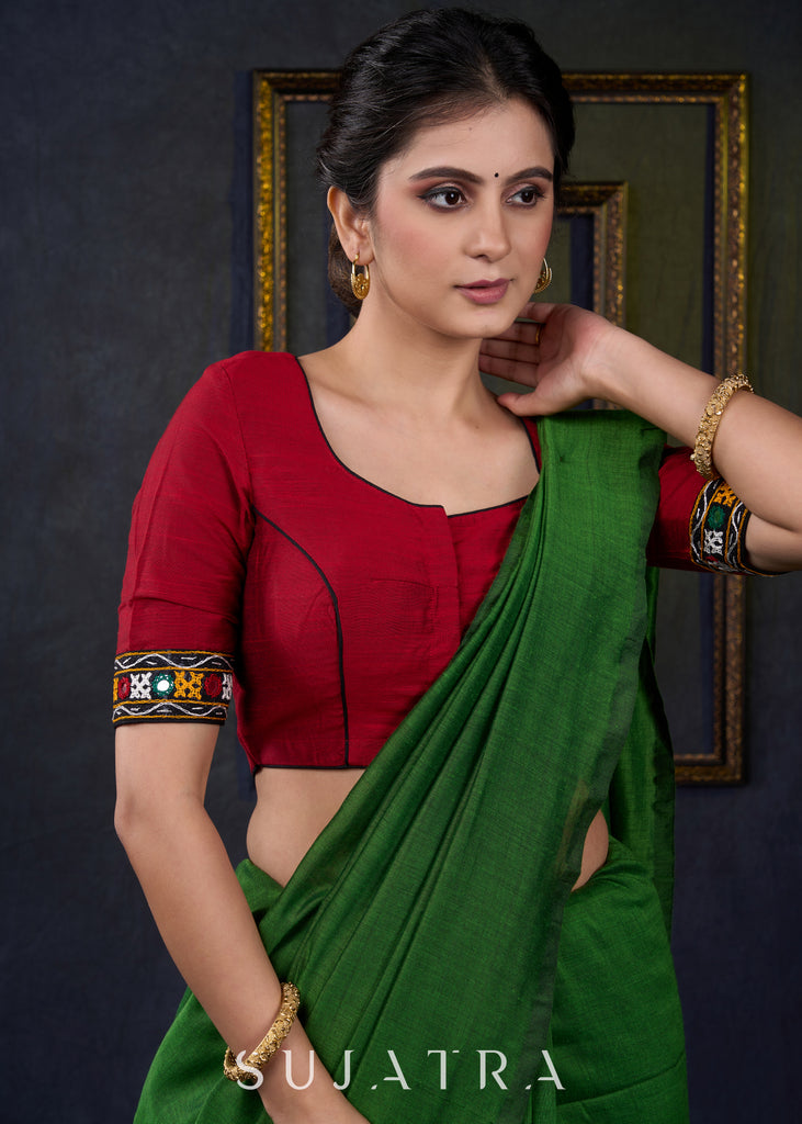 Traditional Maroon Kutch Mirror Work Blouse