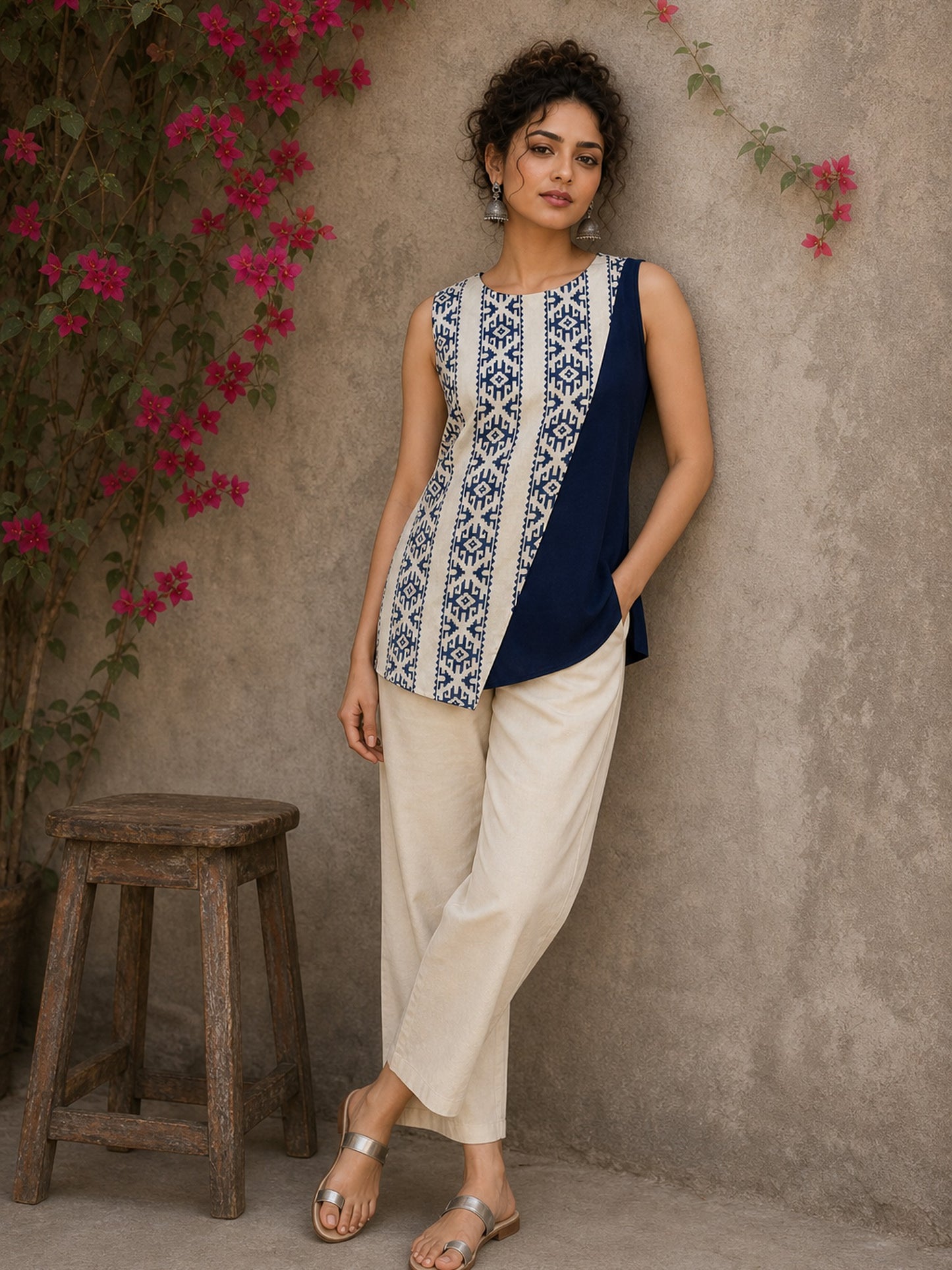 Elegant off white cotton pants designed with a flattering silhouette, lightweight comfort, and timeless sophistication.