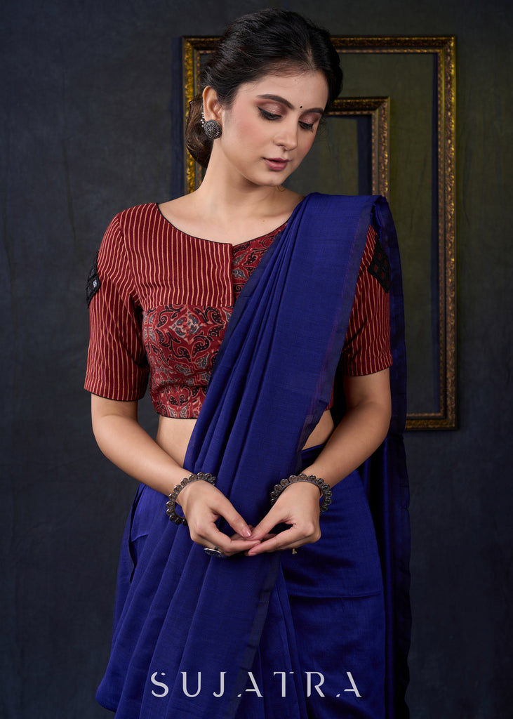 Maroon Ajrakh Combination Kutch Work Blouse