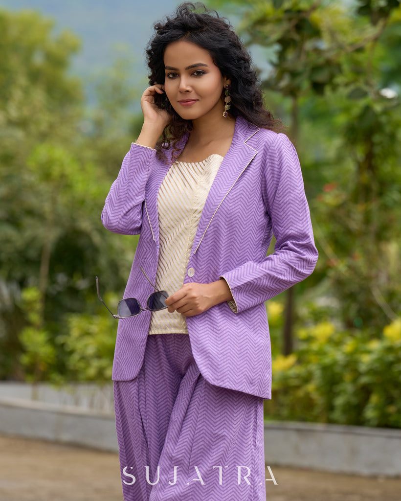 Lavender Jacquard Luxe Jacket – with Optional Co-ord Pants & Brocade Top
