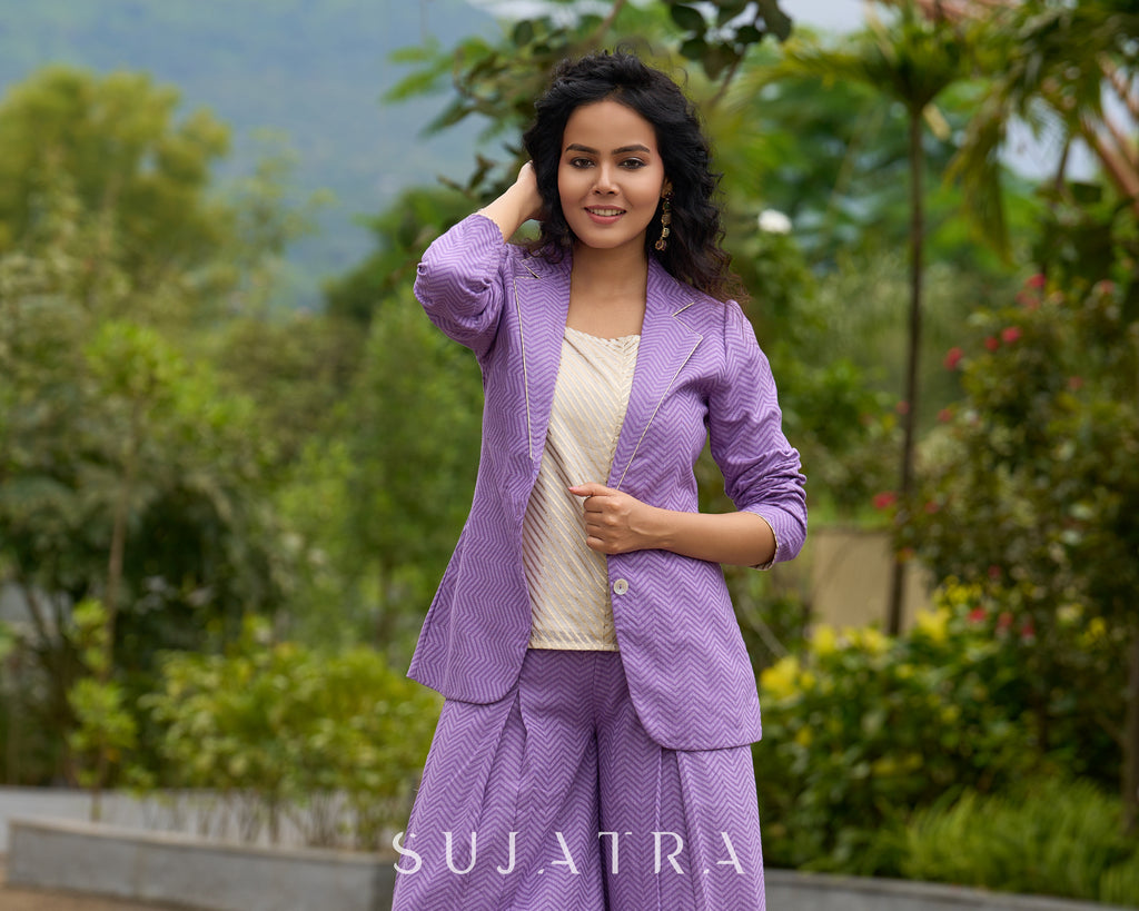 Lavender Jacquard Luxe Jacket – with Optional Co-ord Pants & Brocade Top