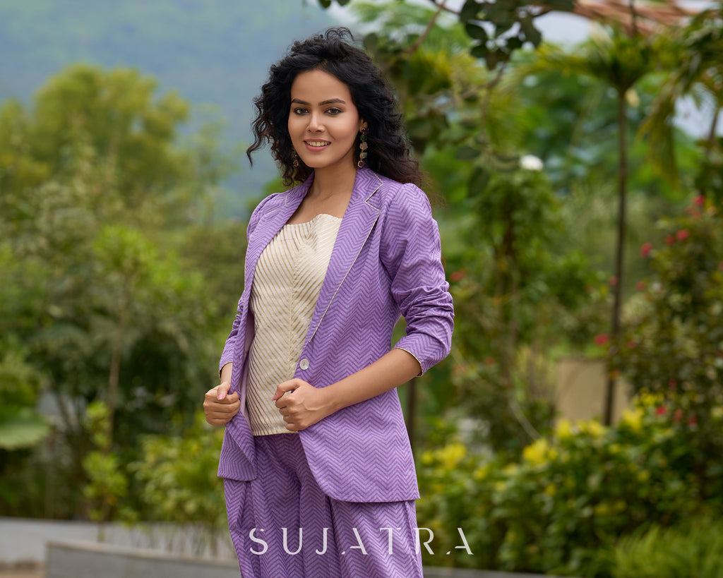 Lavender Jacquard Luxe Jacket – with Optional Co-ord Pants & Brocade Top