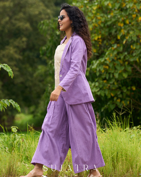 Lavender Jacquard Luxe Jacket – with Optional Co-ord Pants & Brocade Top