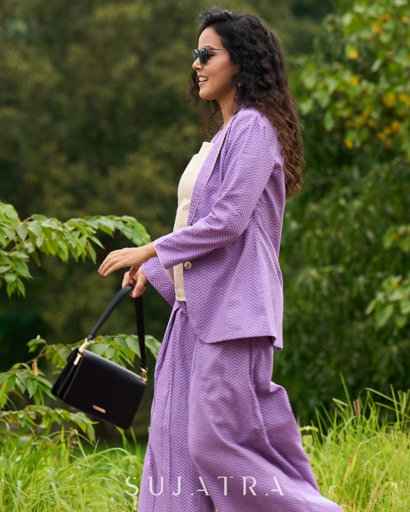 Lavender Jacquard Luxe Jacket – with Optional Co-ord Pants & Brocade Top