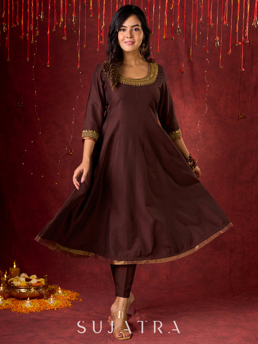Dark Brown Cotton Silk Pant