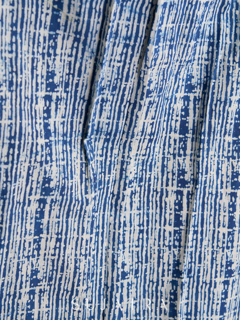 Indigo Kurta with Elegant Geometric & Floral Prints