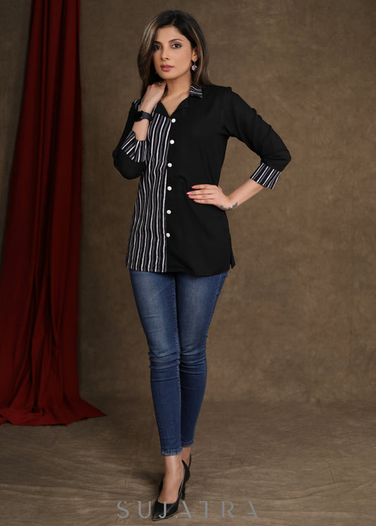 Smart Black Rayon Top