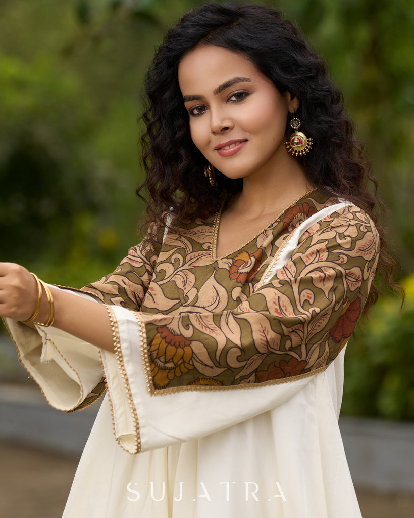 Boho Kalamkari Flared Short Tunic with Statement Sleeves - Dhoti Pant Additional