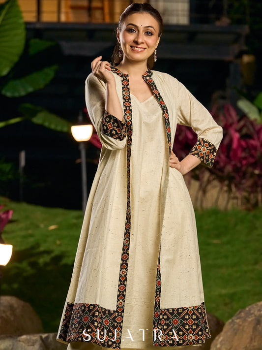 Classic Handloom Cotton Kurta with Sleeveless inner