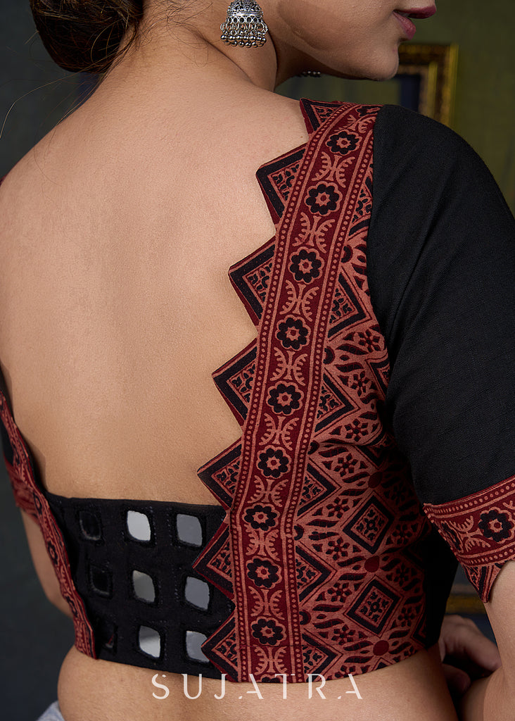 Stylish Black Ajrakh Combination Blouse