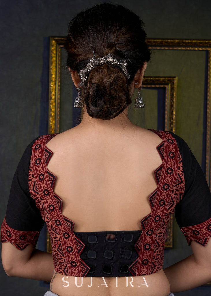 Stylish Black Ajrakh Combination Blouse
