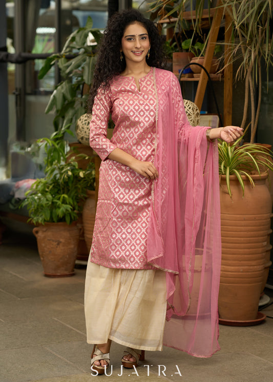 Graceful foxy pink banarsi Kurta