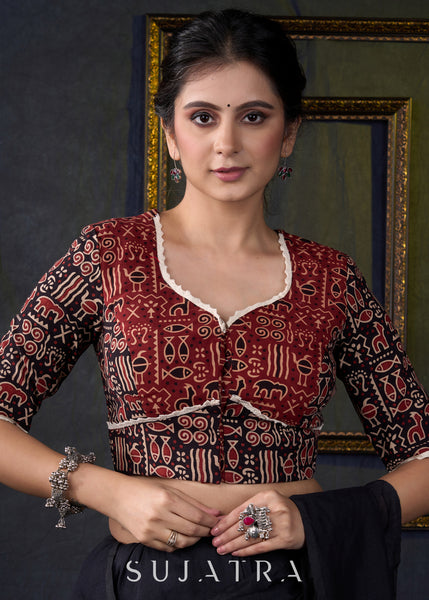 Smart Ajrakh Combination Cotton Blouse – Sujatra
