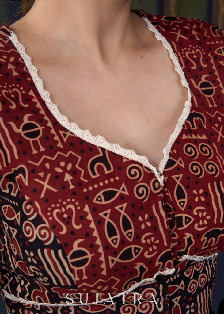 Smart Ajrakh Combination Cotton Blouse