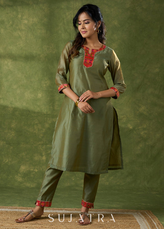 Mehandi Chanderi Pant