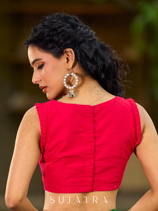 Deep Pink Cotton Silk Sleeveless Blouse