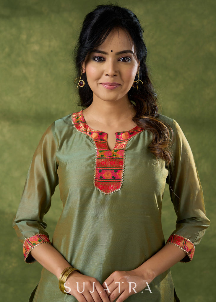 Mehandi Chanderi Pant