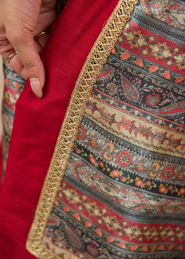 Subtle golden tissue A line kurta with tissue pant Dupatta optional