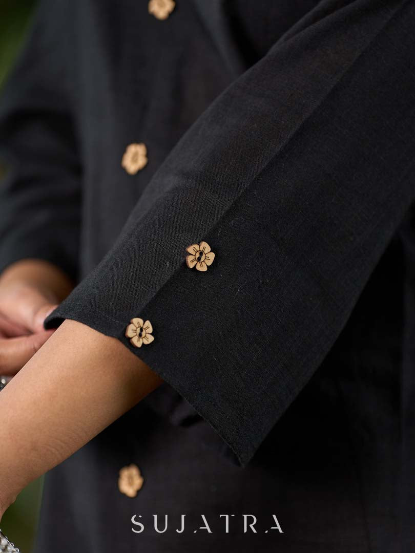 Classic Black Cotton Kurta