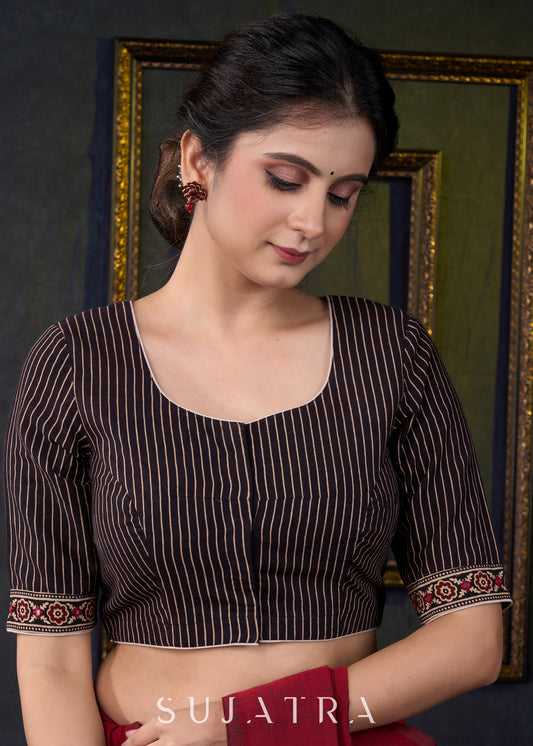 Elegant Embroidered Ajrakh Blouse