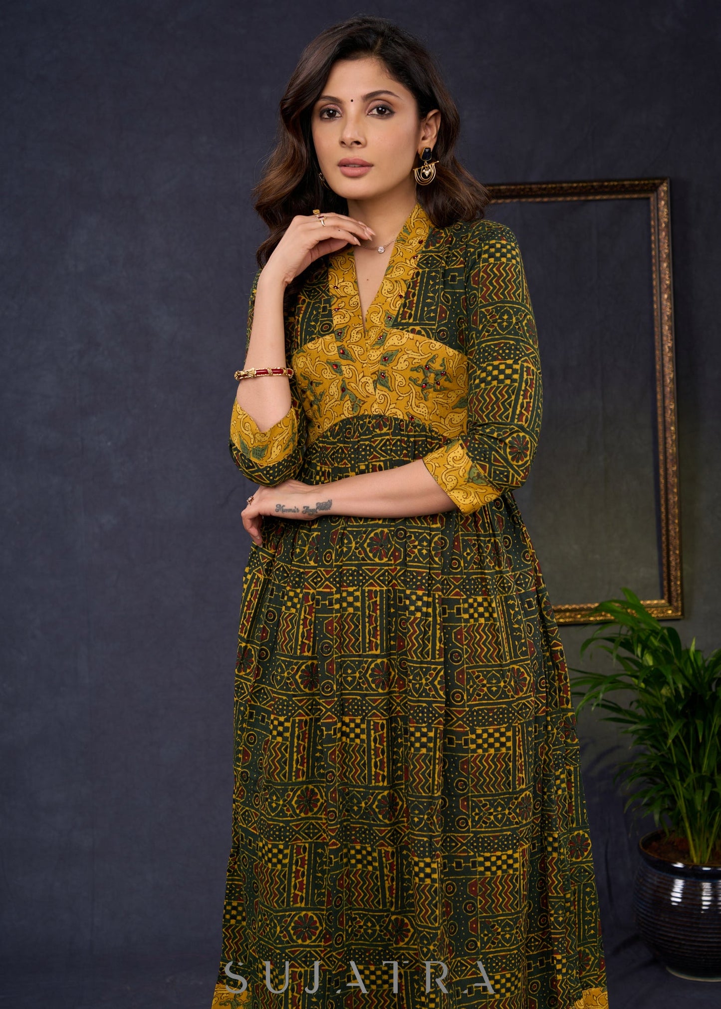 Green Cotton Silk Pant