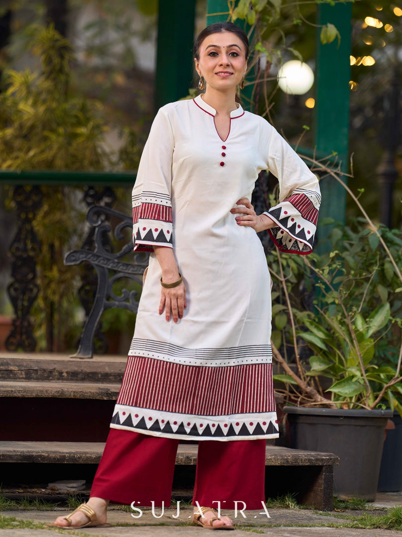 Maroon Cotton Classy Palazzo Pant