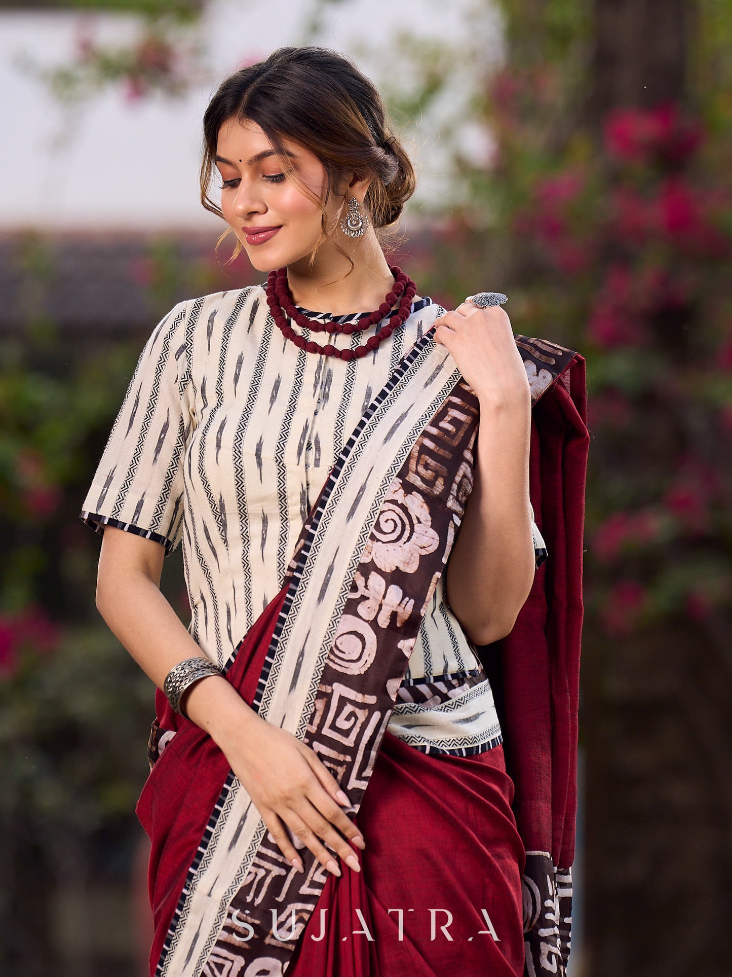 Timeless Black And White Ikat Cotton Blouse