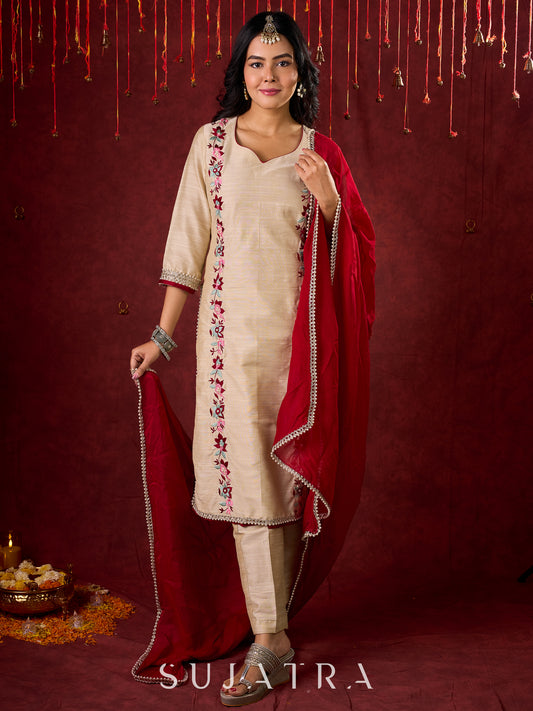 Maroon Organza dupatta