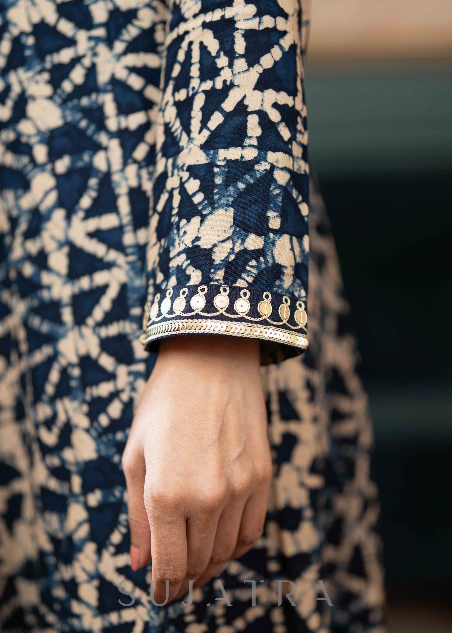 Blue Cotton Silk Pant