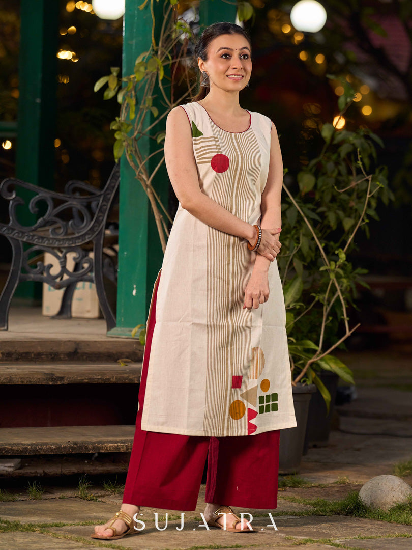 Classic Maroon Cotton Palazzo Pant
