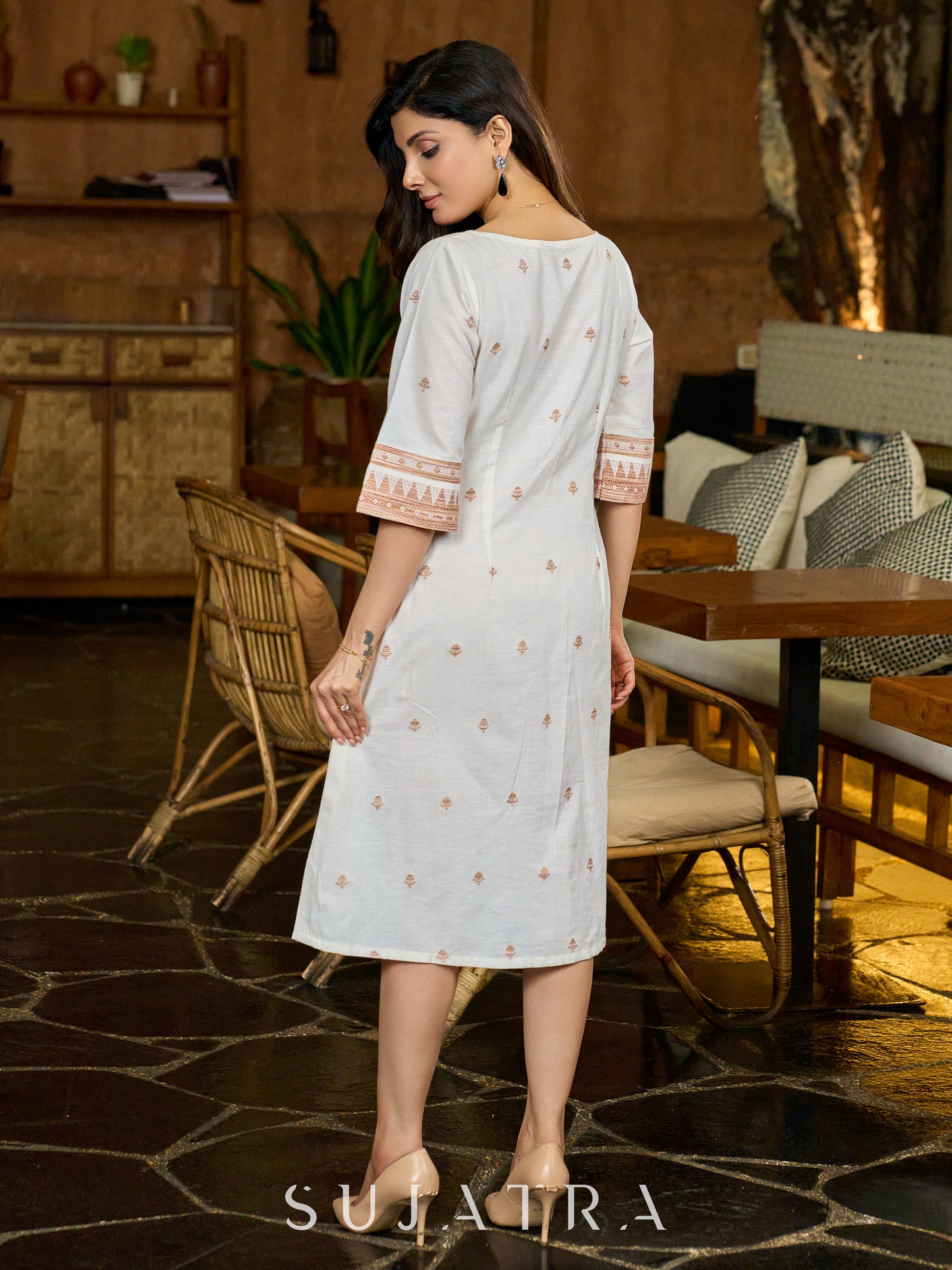 Ethereal Weave Off White Jamdani Dress