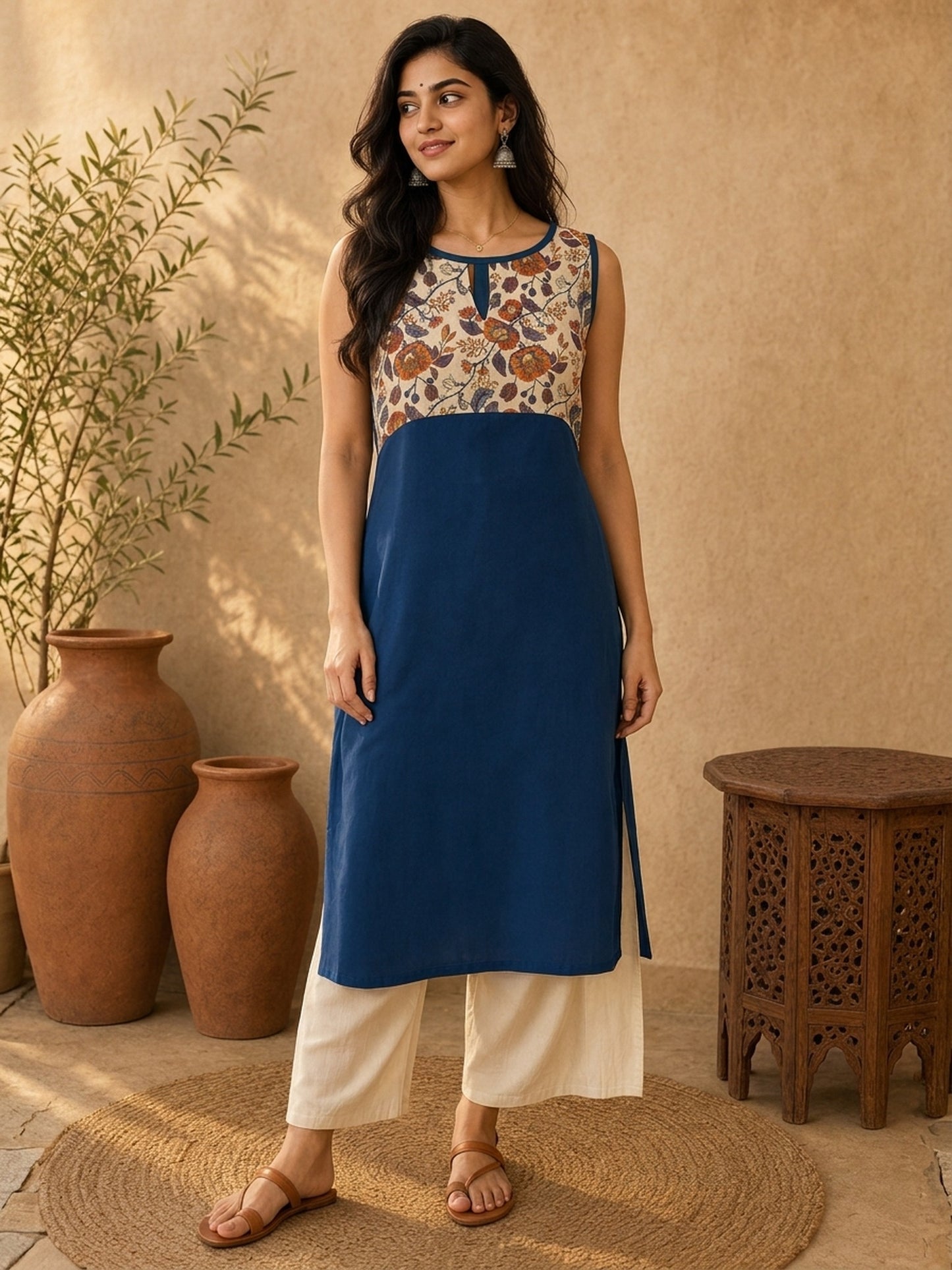 Classic Ivory Cotton Palazzo Pants