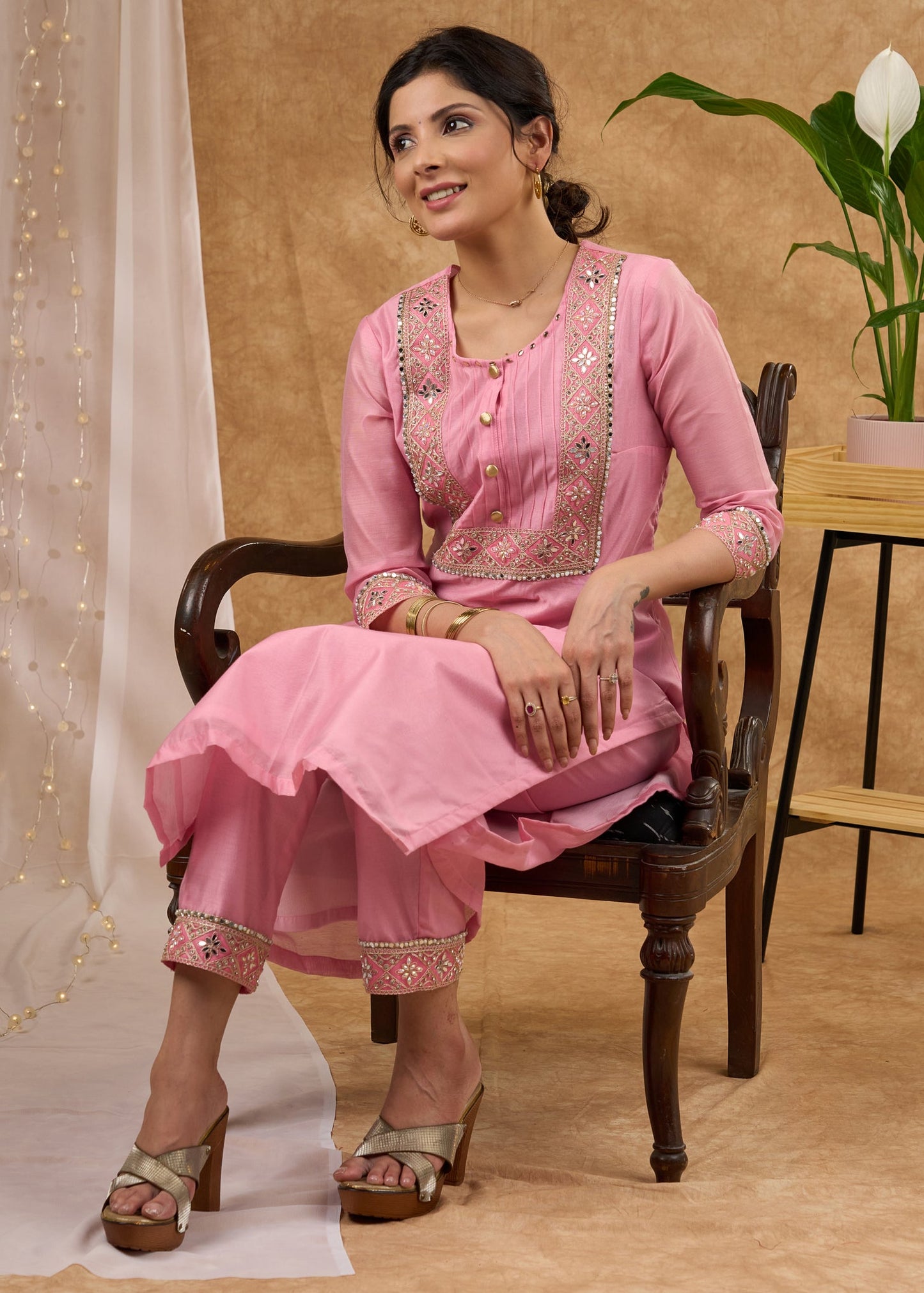 Pink Chanderi Pant