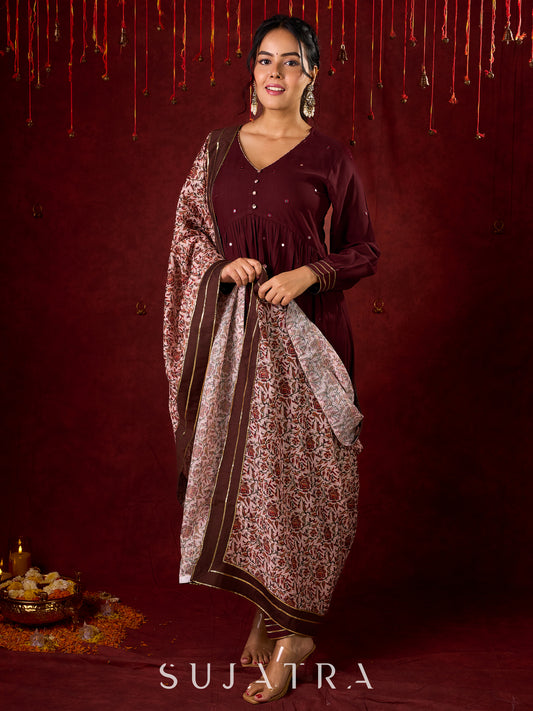 Elegant Rayon Kurta Featuring Handcrafted Mirror Embroidery - Pant and Dupatta optional