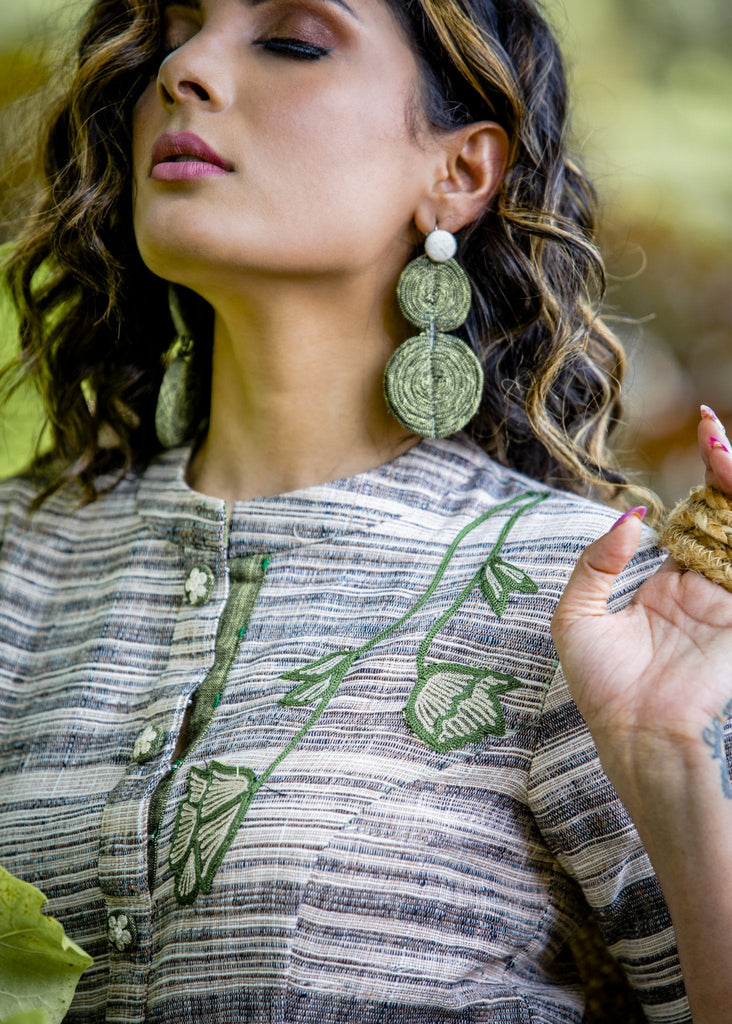 Exclusive handloom cotton kurta with embroidered motifs