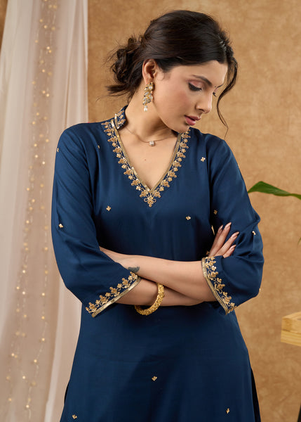 Elegant hand embroidered rayon kurta pant Optional