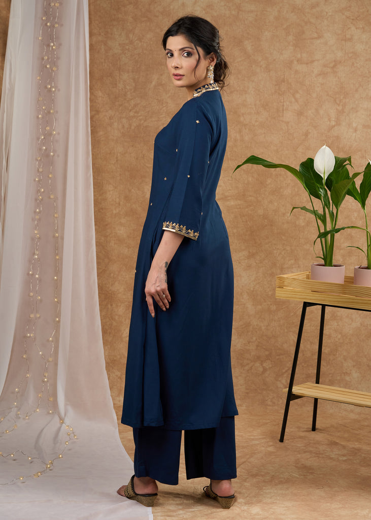 Elegant hand embroidered rayon kurta pant Optional