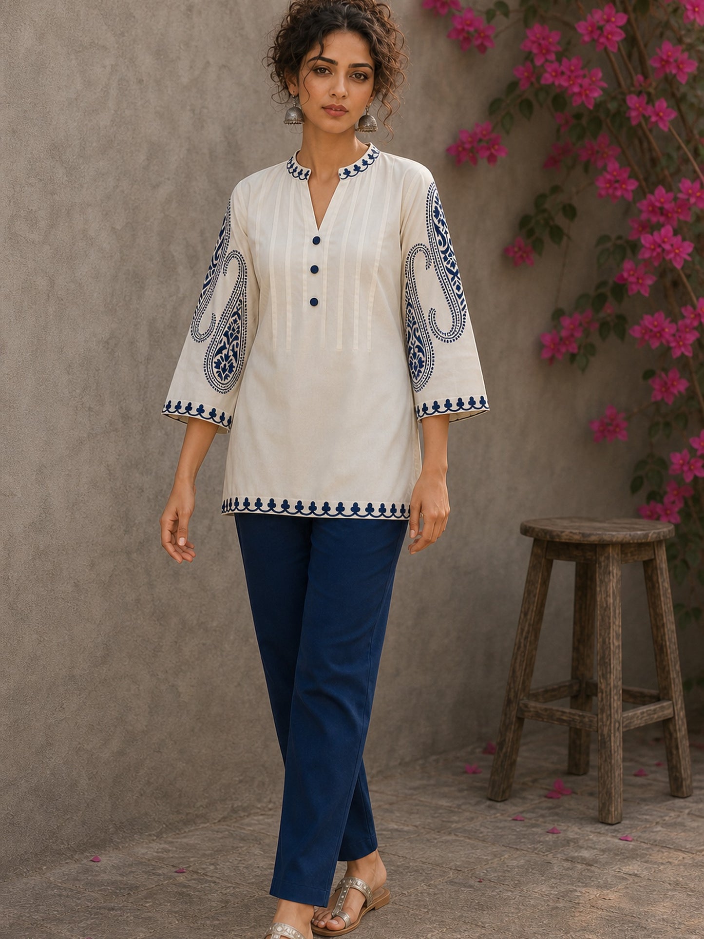 ContemporaryNavy Blue Cotton Pants