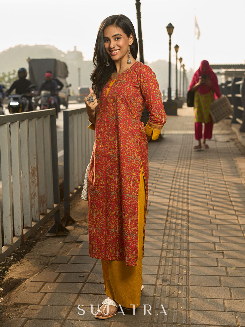 Chic Mustard Cotton Wide Palazzo Pant