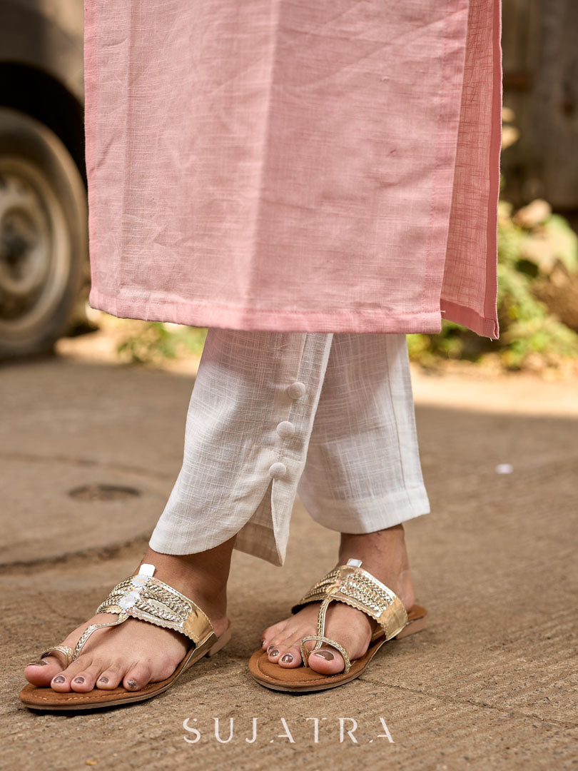 Minimal White Cotton Tulip Cut Pencil Pant