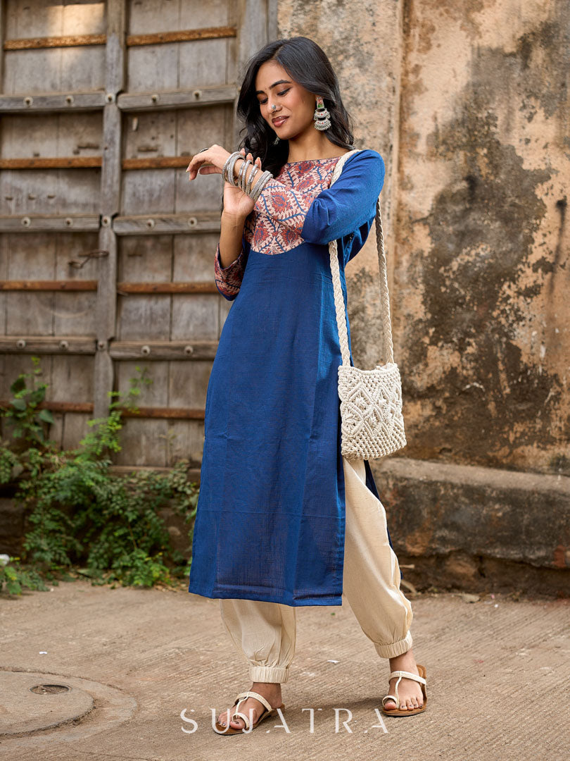 Elegant Off White Cotton Flex Gathered Pant