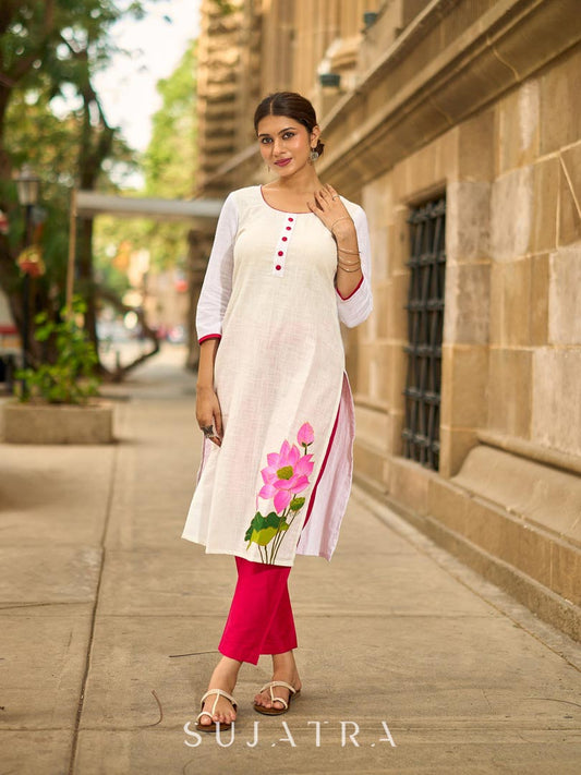 Pink Cotton Silk Tapered Pencil Pant