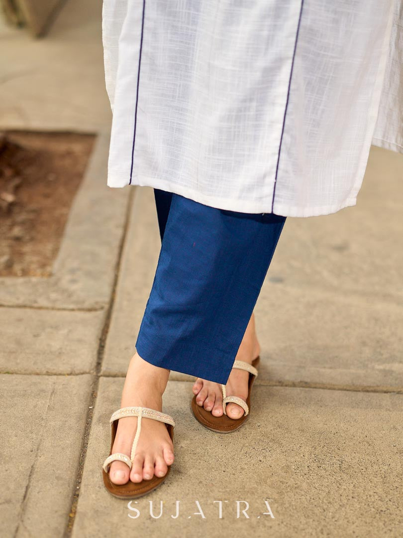 Navy Blue Cotton Everyday Straight Pant