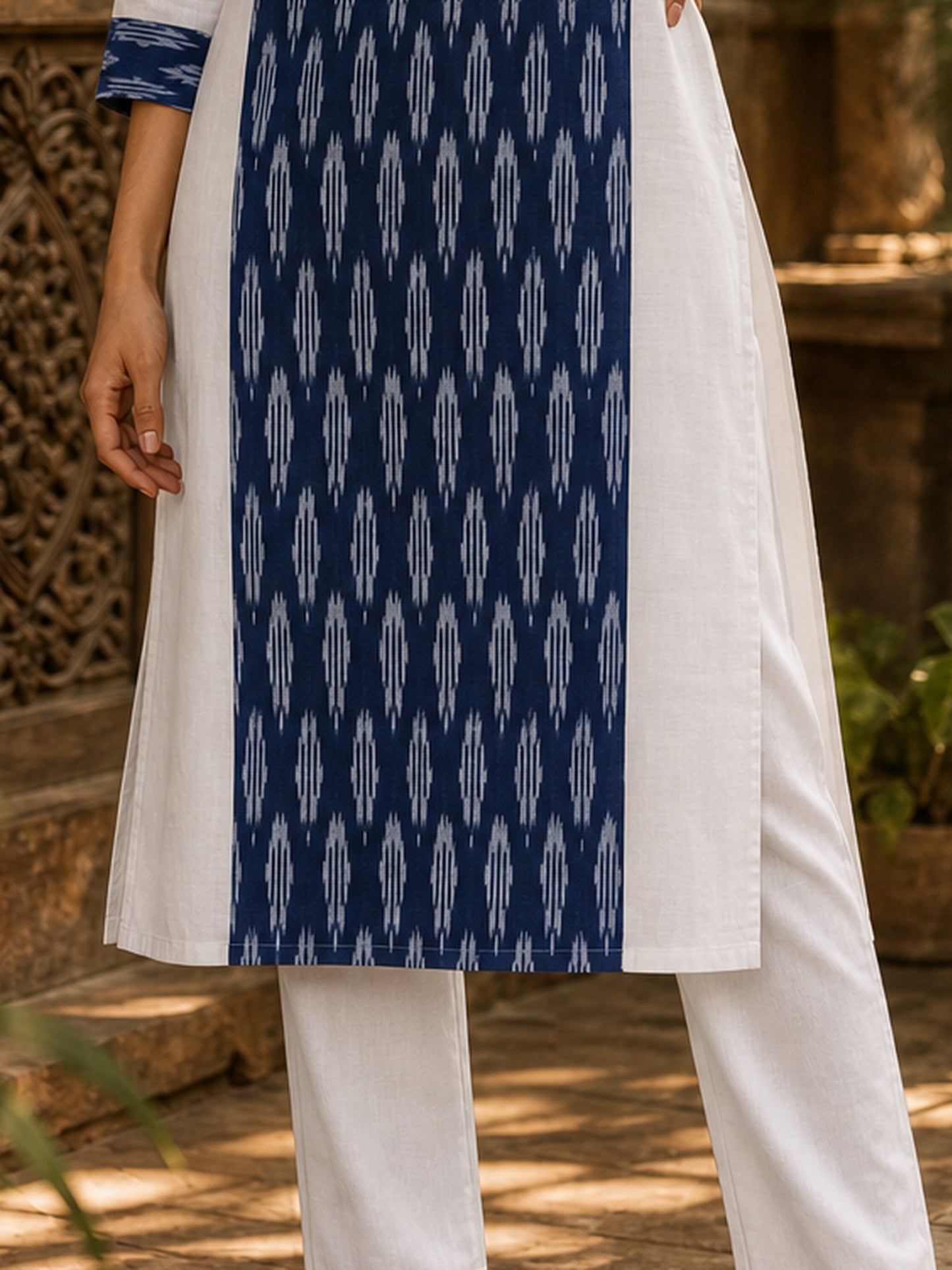 Simple White Straight Cut Cotton Pant